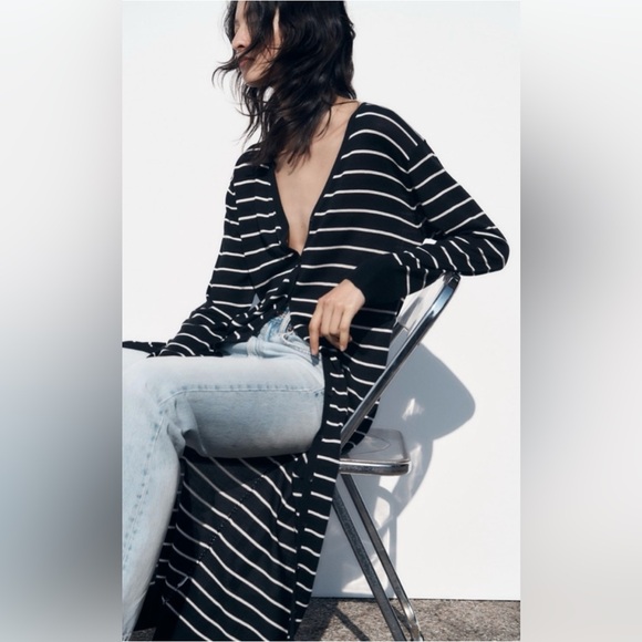 Zara Striped Long Cardigan - Picture 6 of 9